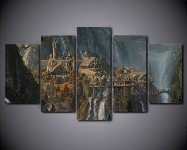 Wall Printed 5 Piece Wall Art Lord Of The Rings Canvas Post Prints Inside Lord Of The Rings Wall Art (Photo 1 of 20)
