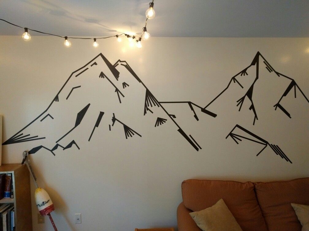 Washi Tape Mountains … | Apartment | Pinte… Intended For Washi Tape Wall Art (Photo 5 of 20)