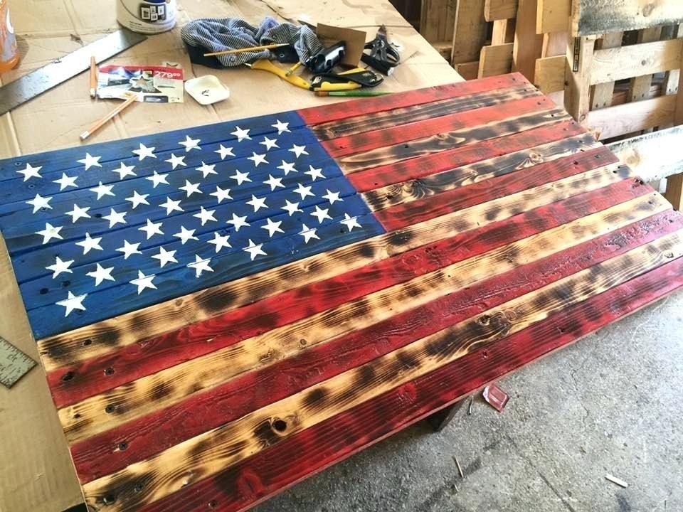 Wooden American Flag Wall Art Wooden Pallet Flag Wall Sign Rustic With Regard To Wooden American Flag Wall Art (View 11 of 25)