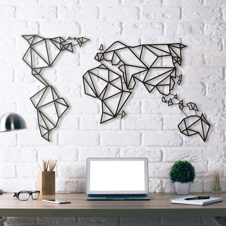 World Map Metal Wall Art | Products To Buy | Pinterest | Steel With Regard To Black Wall Art (Photo 1 of 20)