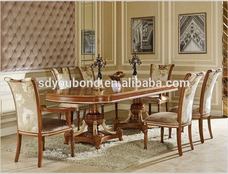 0062 Baroque Italian Design Wooden Long Table And Chairs,antique 8 Throughout Eight Seater Dining Tables And Chairs (View 24 of 25)