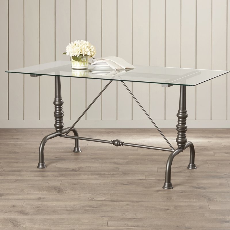 17 Stories Shaun Dining Table & Reviews | Wayfair With Regard To Ina Pewter 60 Inch Counter Tables With Frosted Glass (Photo 1 of 25)