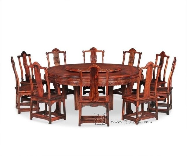 2.1m Round Table And 10 Chair Furniture Set Rosewood Dining Big Desk Pertaining To Dining Table And 10 Chairs (Photo 24 of 25)