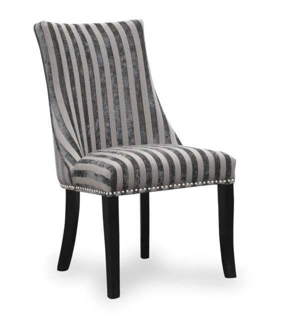 2X Balmoral Velvet Stripe Mink Chair – Pair Of Designer Stylish Inside Stylish Dining Chairs (View 24 of 25)