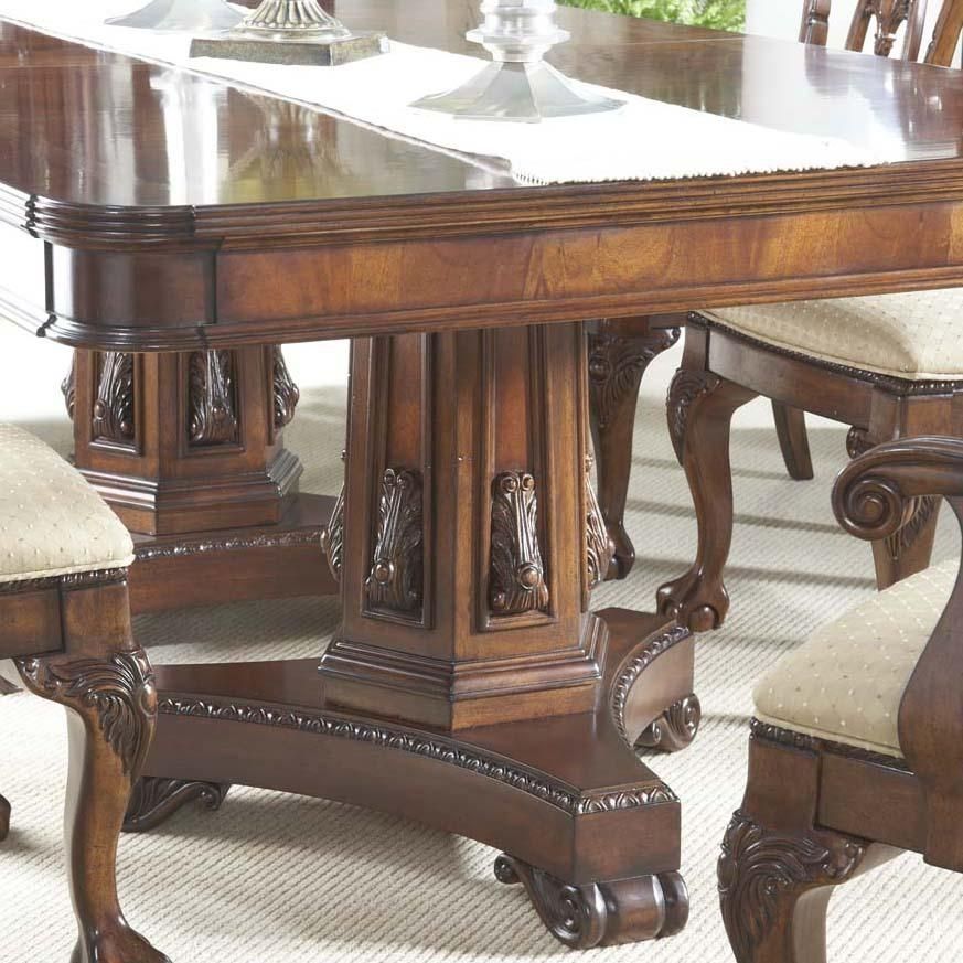 7 Piece Dining Room Set With Elegant Double Pedestal Table And Ball For Parquet 7 Piece Dining Sets (View 23 of 25)