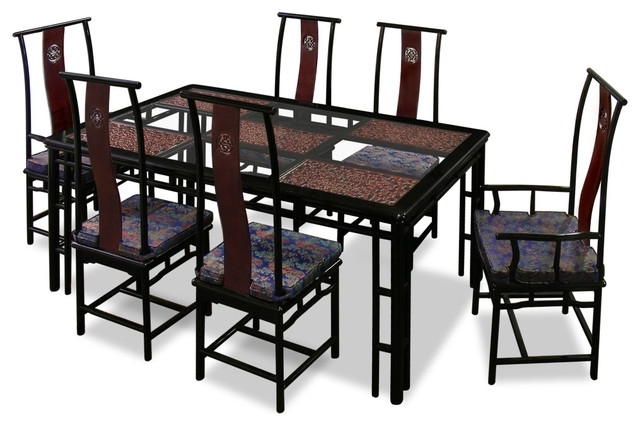 74" Rosewood Ming Style Dining Table With 6 Chairs – Asian – Dining For Asian Dining Tables (Photo 1 of 25)