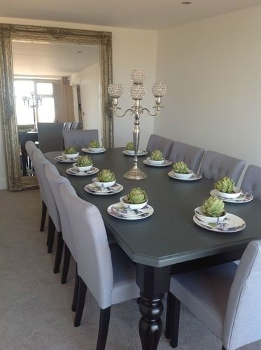 8 10 Seater Large Dining Table, High Gloss Black + Painted Top,made Throughout 10 Seater Dining Tables And Chairs (Photo 1 of 25)