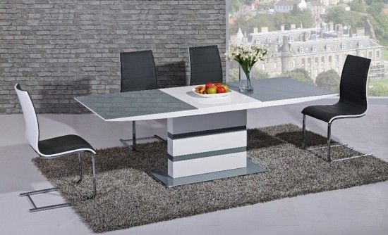 Arctic Grey And White High Gloss Extending Dining Table Dtx 2104gw Within High Gloss Extending Dining Tables (Photo 1 of 25)