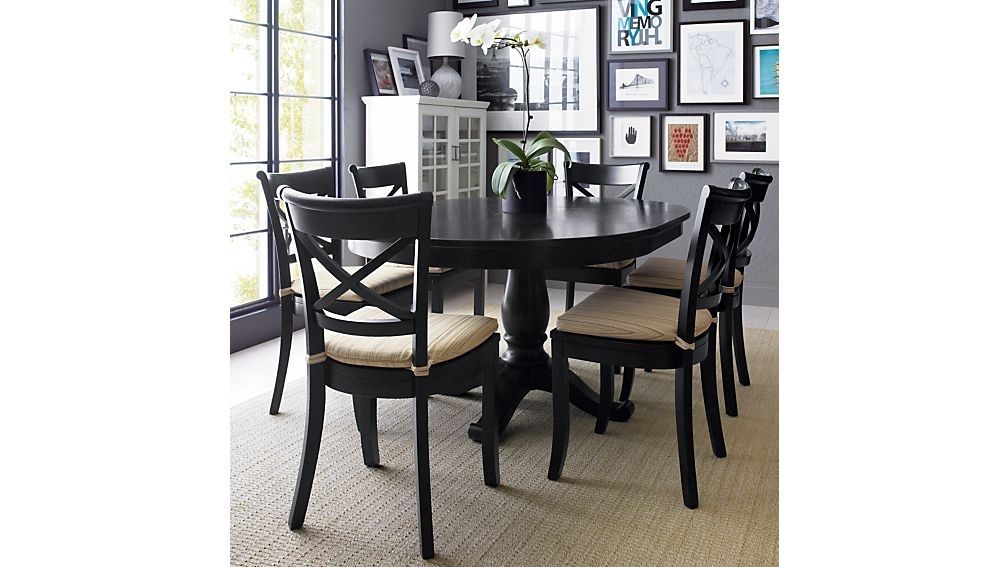 Avalon 45" Black Round Extension Dining Table + Reviews | Crate And For Extended Dining Tables And Chairs (View 14 of 25)