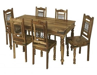 Bali 175cm Dining Table And Set Of 6 Chairs Indian Wood Furniture Within Indian Dining Chairs (Photo 1 of 25)