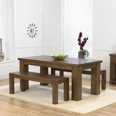 Belgravia Dark Solid Oak 180cm Dining Table With 2 Benches – Robson Throughout Dining Tables And 2 Benches (Photo 1 of 25)