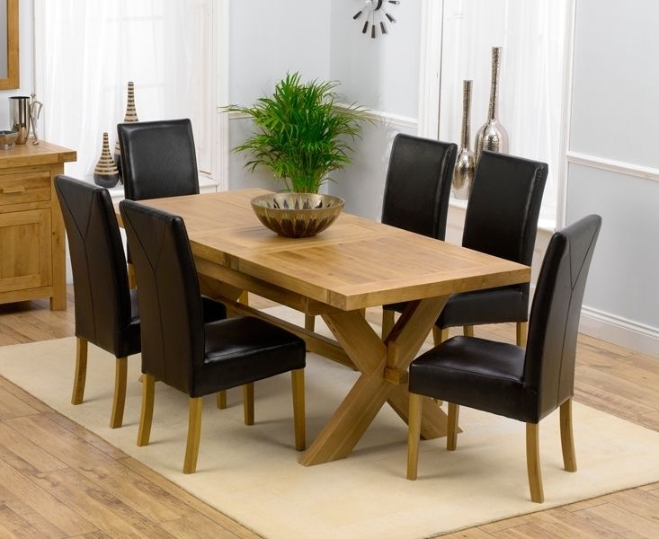 Bellano Solid Oak Extending Dining Table Size 160 Blue Fabric Dining Within Solid Oak Dining Tables And 8 Chairs (View 15 of 25)