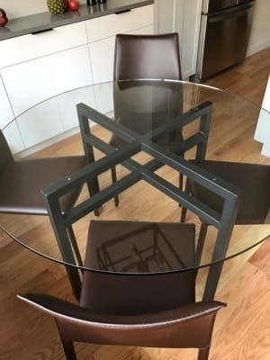 Benson Dining Tables In Natural Steel – Modern Dining Tables With Ina Matte Black 60 Inch Counter Tables With Frosted Glass (View 17 of 25)