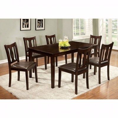 Benzara 7 Piece Rectangular Faux Leather Dining Table Set In 2018 Pertaining To Laurent 7 Piece Rectangle Dining Sets With Wood And Host Chairs (View 7 of 25)