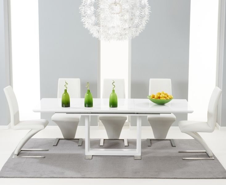 Bianco 160cm White High Gloss Extending Dining Table With Hampstead Inside 8 Seater White Dining Tables (Photo 11 of 25)