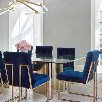 Blue Velvet Tufted Dining Chairs Design Ideas With Blue Glass Dining Tables (View 12 of 25)