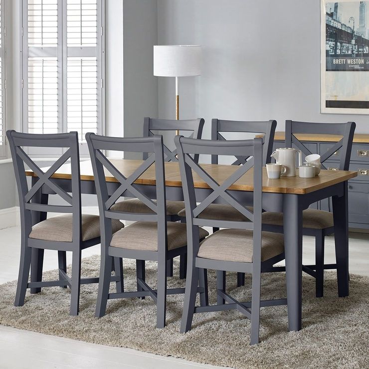 Bordeaux Painted Taupe Large Extending Dining Table + 6 Chairs Pertaining To Extendable Dining Tables And 6 Chairs (View 1 of 25)