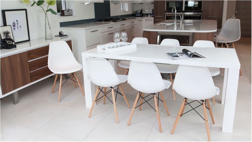 Breathtaking Fern White Gloss Extending Dining Table Uk Extendable With High Gloss Dining Sets (Photo 14 of 25)