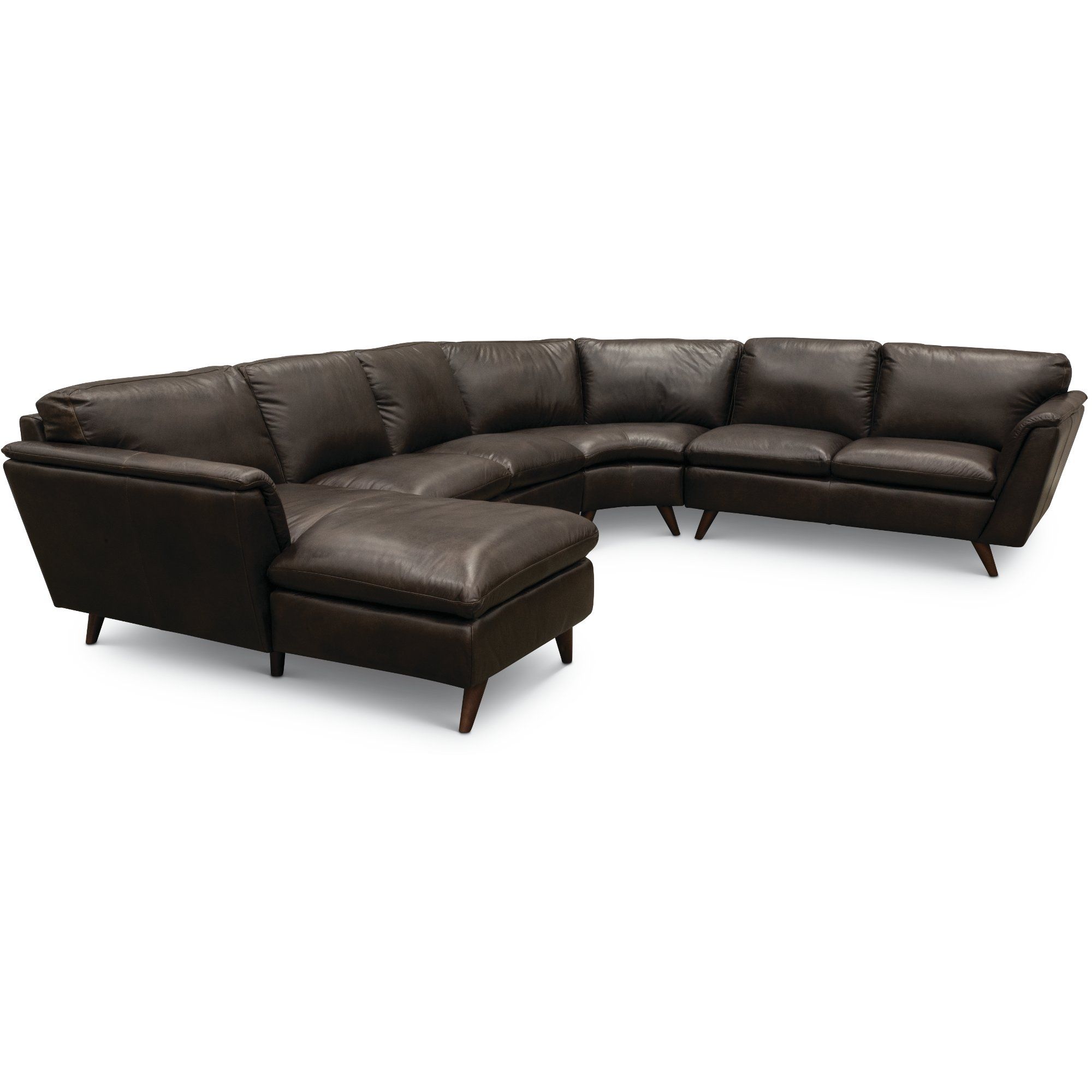 Brown Leather 4 Piece Sectional Sofa With Laf Chaise – Jeffrey | Rc Throughout Cosmos Grey 2 Piece Sectionals With Laf Chaise (View 10 of 25)
