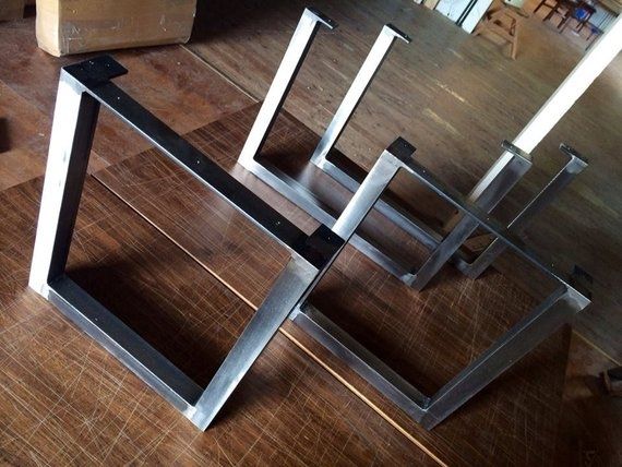 Brushed Square Metal Legs Table Legs Steel Legs Dining Legs | Etsy With Brushed Metal Dining Tables (View 22 of 25)
