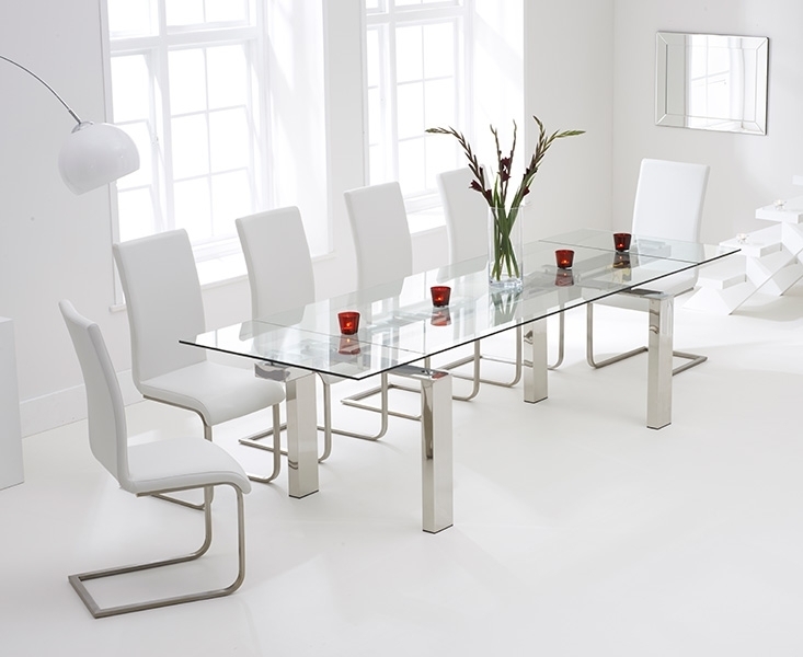 Bury Glass 200cm Extending Dining Set With 6 Boston Ivory White Chairs In Glass Extendable Dining Tables And 6 Chairs (Photo 1 of 25)