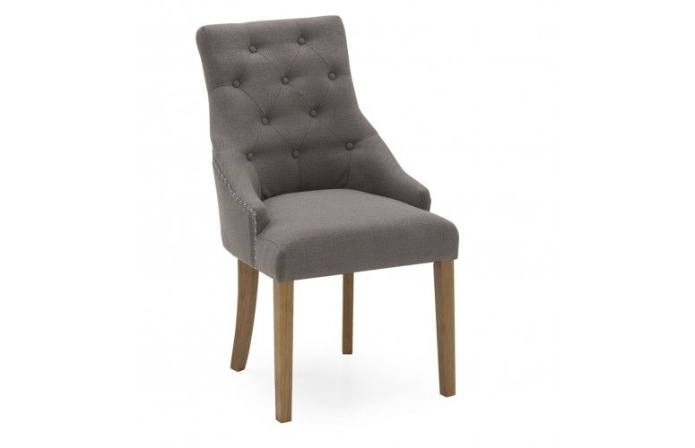 Button Back Dining Chair – Beige Or Grey Linen | Furniture4Yourhome With Button Back Dining Chairs (View 25 of 25)