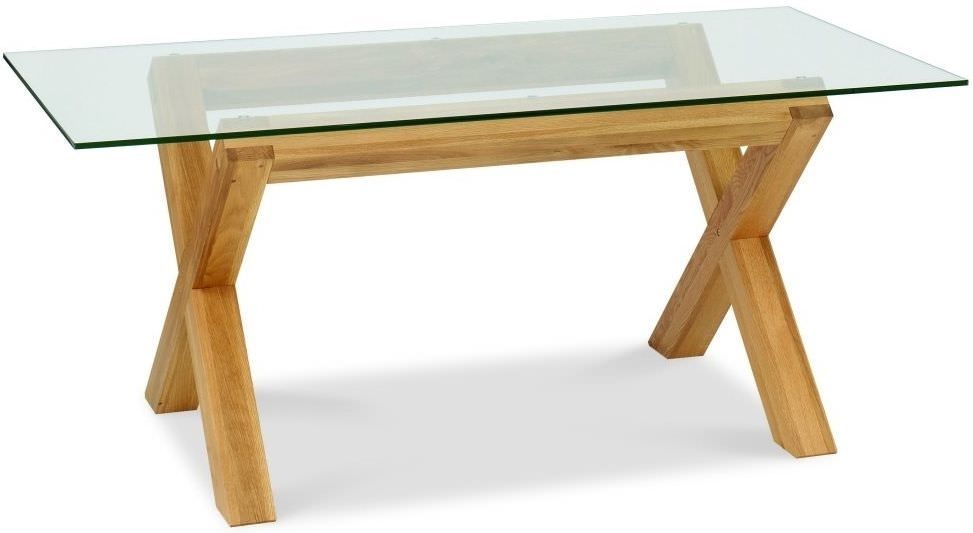 Buy Bentley Designs Lyon Oak Glass Rectangular Dining Table – 180cm For Glass Top Oak Dining Tables (View 1 of 25)