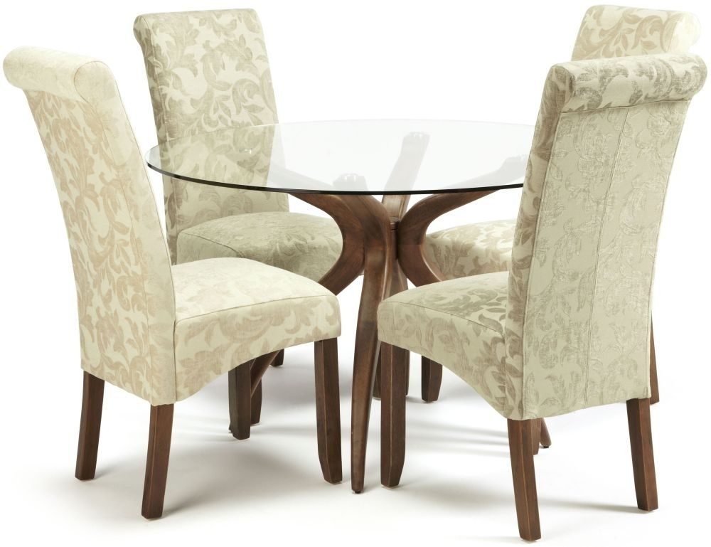 Buy Serene Islington Walnut Round Dining Set With 2 Kingston Cream For Kingston Dining Tables And Chairs (View 14 of 25)