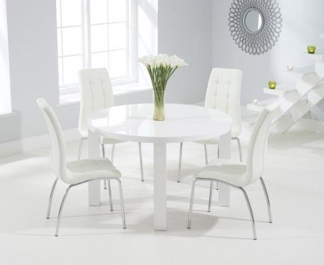 Buy The Atlanta 120cm Round White High Gloss Dining Table With For High Gloss Round Dining Tables (Photo 9 of 25)