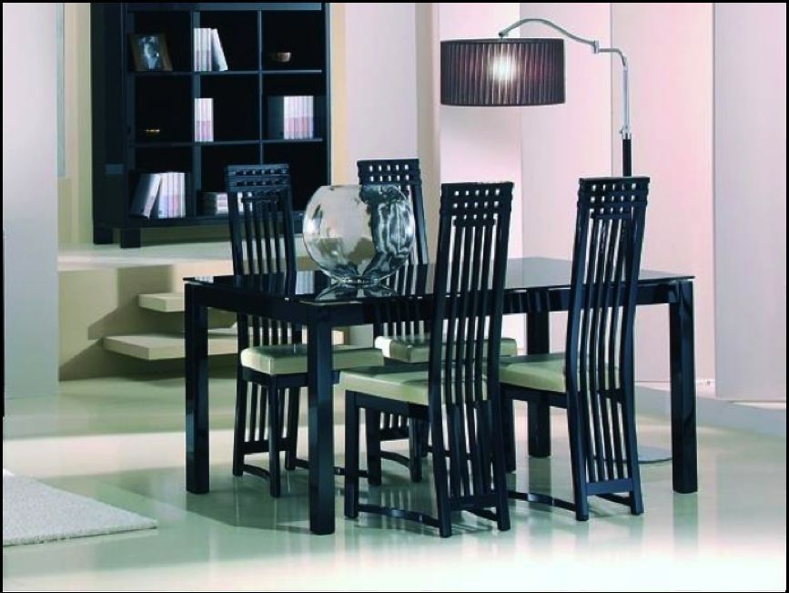 Casabella Black High Gloss Dining Table With Four Dining Chairs | In With Regard To Black High Gloss Dining Chairs (View 1 of 25)