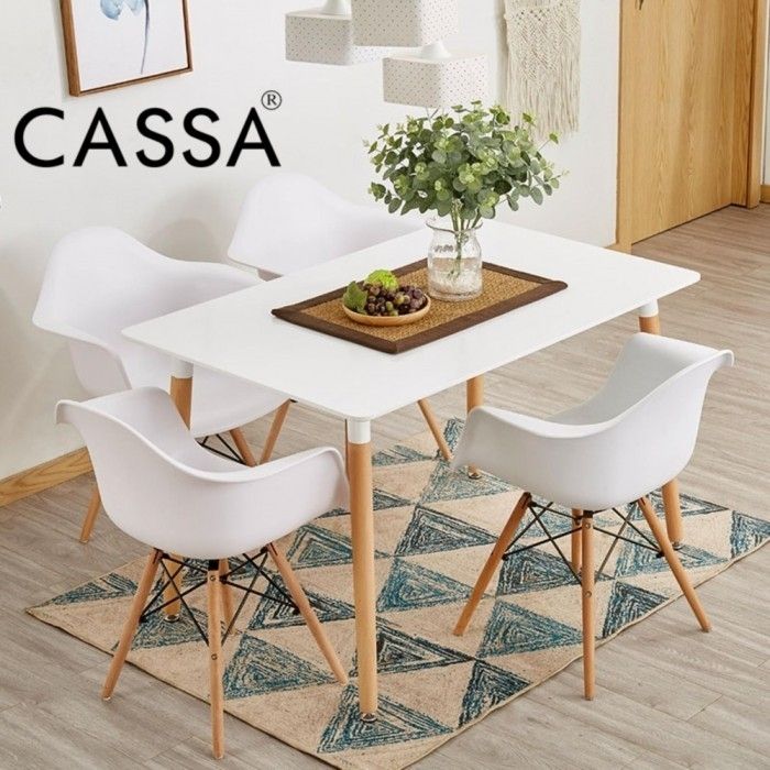 Cassa Eames Dining Set Square Table 120x60 Cm Together With 4 Unit Pertaining To Dining Tables 120x60 (Photo 6592 of 7825)