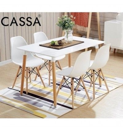 Cassa Eames White Stylish Dining Set Of 4 (square Table 120x60 Cm Regarding Dining Tables 120x60 (Photo 6602 of 7825)