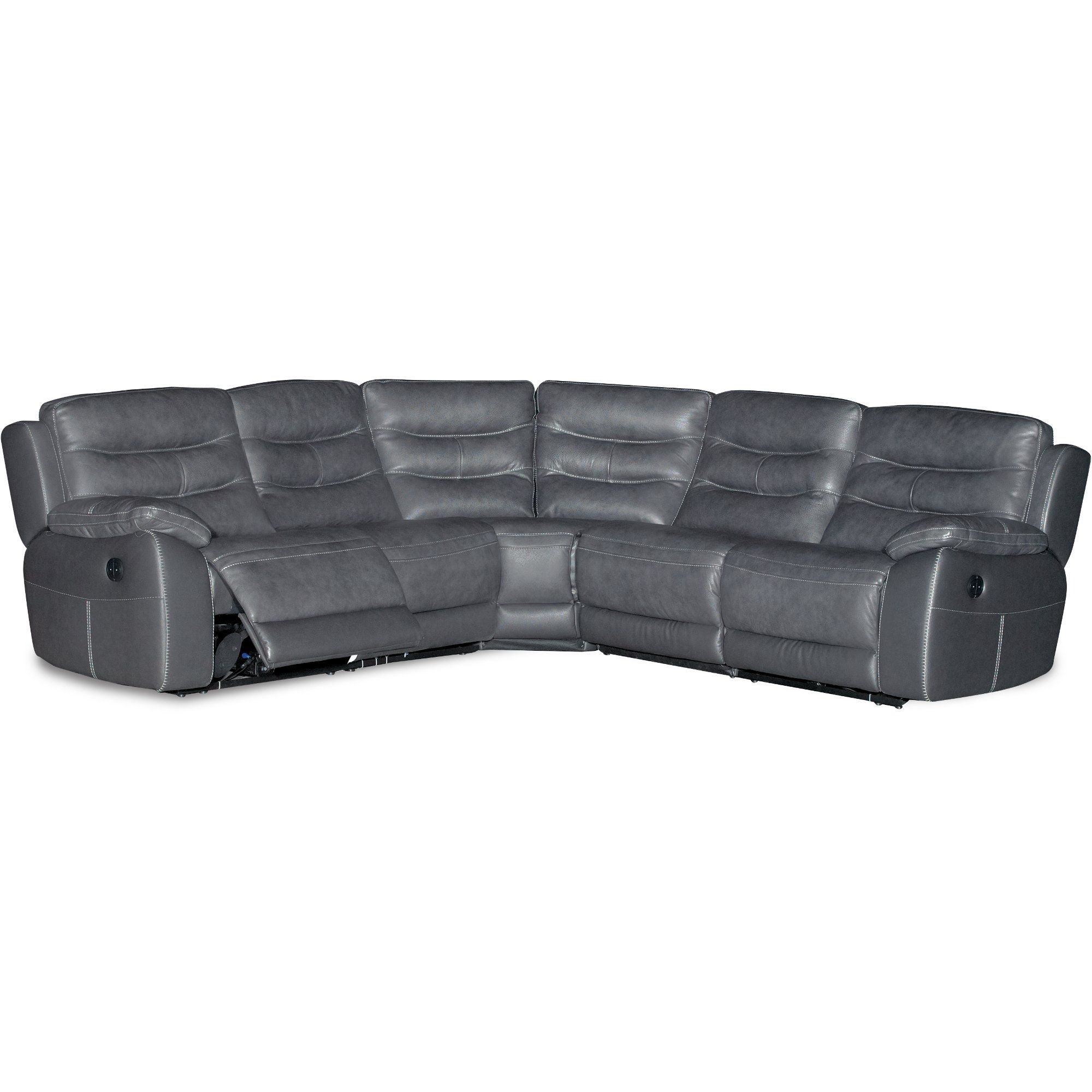 Charcoal Gray 5 Piece Power Reclining Sectional Sofa – Shawn | Rc With Denali Charcoal Grey 6 Piece Reclining Sectionals With 2 Power Headrests (View 5 of 25)