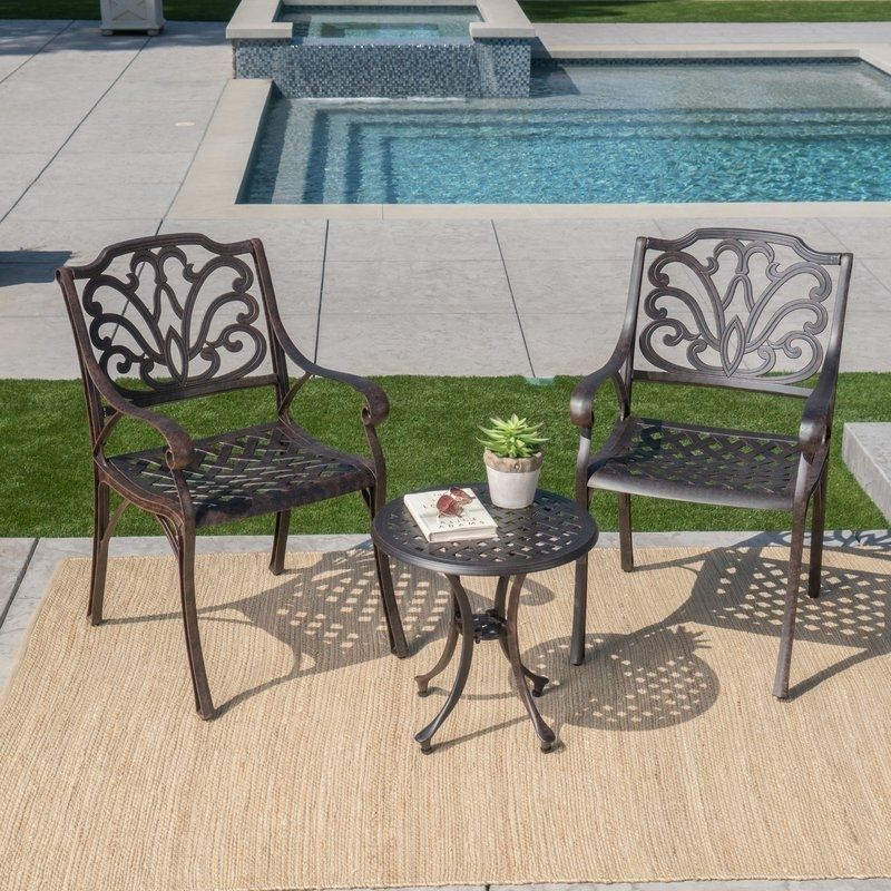 Charlton Home Kastner 3 Piece Conversation Set & Reviews | Wayfair Intended For Palazzo 7 Piece Rectangle Dining Sets With Joss Side Chairs (View 15 of 25)