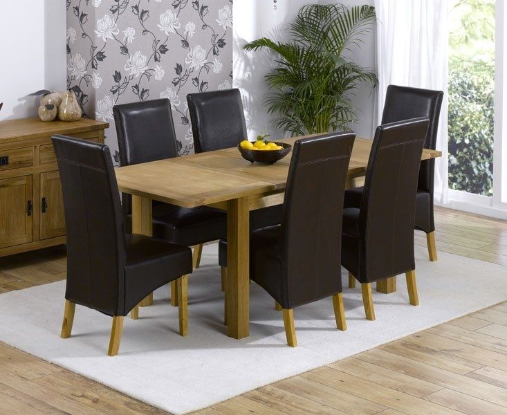 Cipriano Extending Oak Dining Table And 6 Leather Chairs In Extendable Oak Dining Tables And Chairs (View 1 of 25)