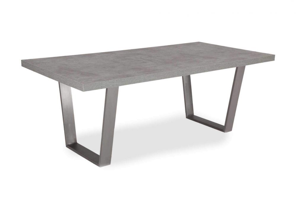 Concrete Look & Brushed Stainless Steel Dining Table – Odessa – Ez Regarding Brushed Steel Dining Tables (View 1 of 25)