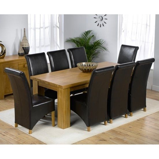 Daniela Chunky Solid Oak Dining Table And 8 Barcelona In Solid Oak Dining Tables And 8 Chairs (View 11 of 25)