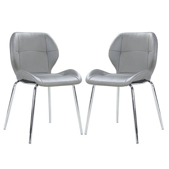 Darcy Dining Chair In Grey Faux Leather In A Pair 27198 With Regard To Grey Leather Dining Chairs (View 23 of 25)