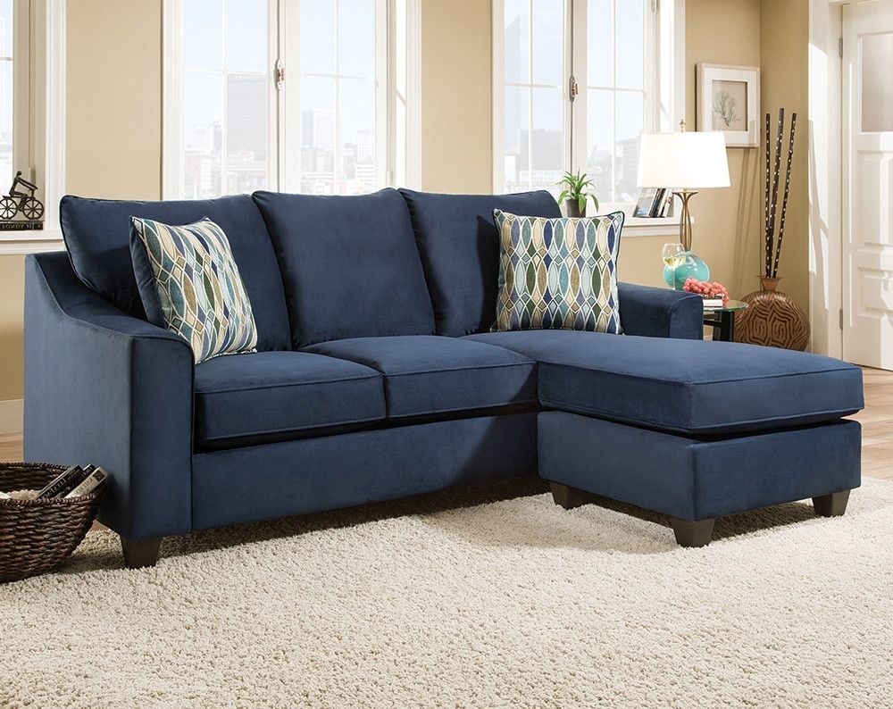 Dark Blue 2 Pc. Sectional Sofa With Accent Pillows | American Freight In Mesa Foam 2 Piece Sectionals (Photo 6 of 25)