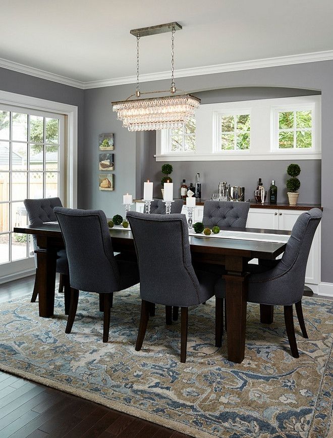 Deep Silverbenjamin Moore. Trim And Cabinets: Simply White Pertaining To Dark Wood Dining Tables And Chairs (Photo 19 of 25)