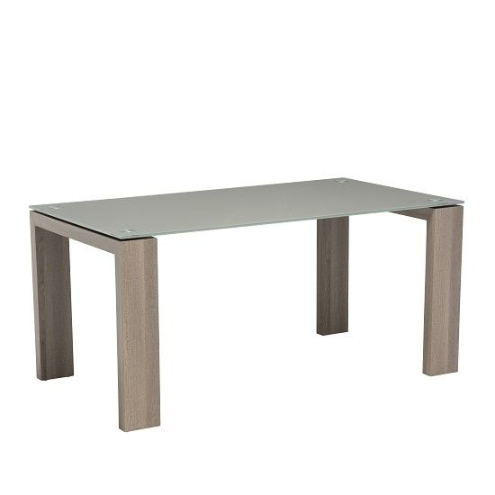 Devan Glass Dining Table In Grey With Wooden Legs 32569 Pertaining To Glass Dining Tables With Wooden Legs (View 21 of 25)