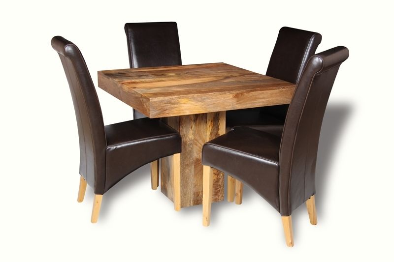 Dining Room Dakota 90cm Cube Dining Table & 4 Black Rollback Chairs Throughout Cube Dining Tables (Photo 2 of 25)