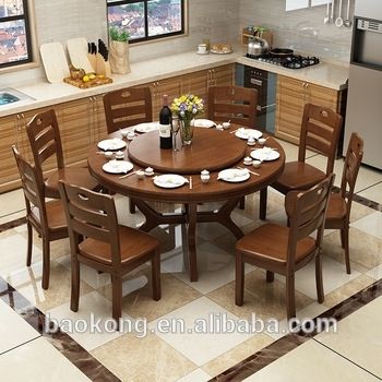 Dining Room Furniture Solid Wood Rotating Dining Table – Buy Wood In Solid Wood Dining Tables (View 23 of 25)