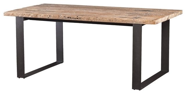 Dining Table Made Of Recycled Railway Wood With Metal Legs, 72" L X For Railway Dining Tables (Photo 22 of 25)