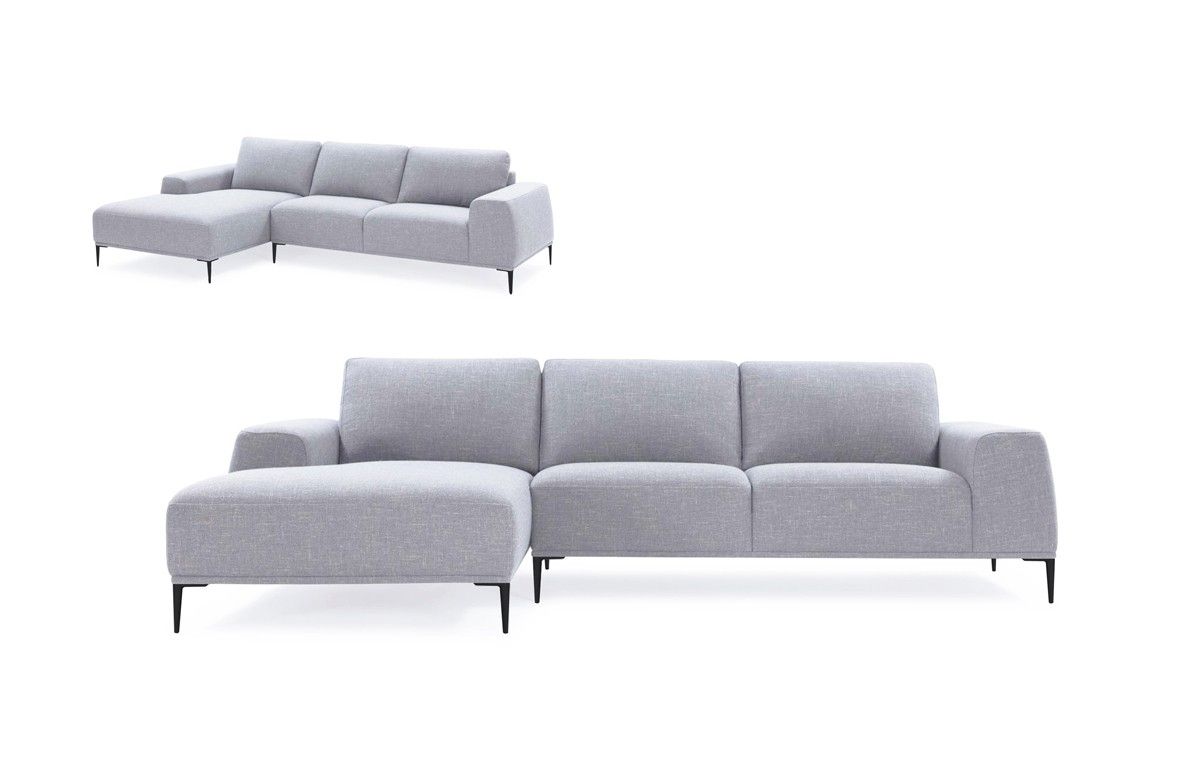 Divani Casa Arthur Modern Grey Fabric Sectional Sofa W/ Left Facing Intended For Norfolk Grey 3 Piece Sectionals With Laf Chaise (Photo 6495 of 7825)