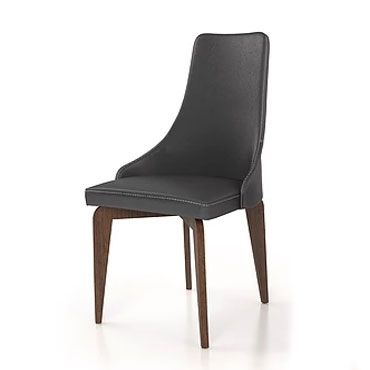 D'oro – Genuine Leather High Back Dining Chair With Wooden Legs In High Back Dining Chairs (View 12 of 25)