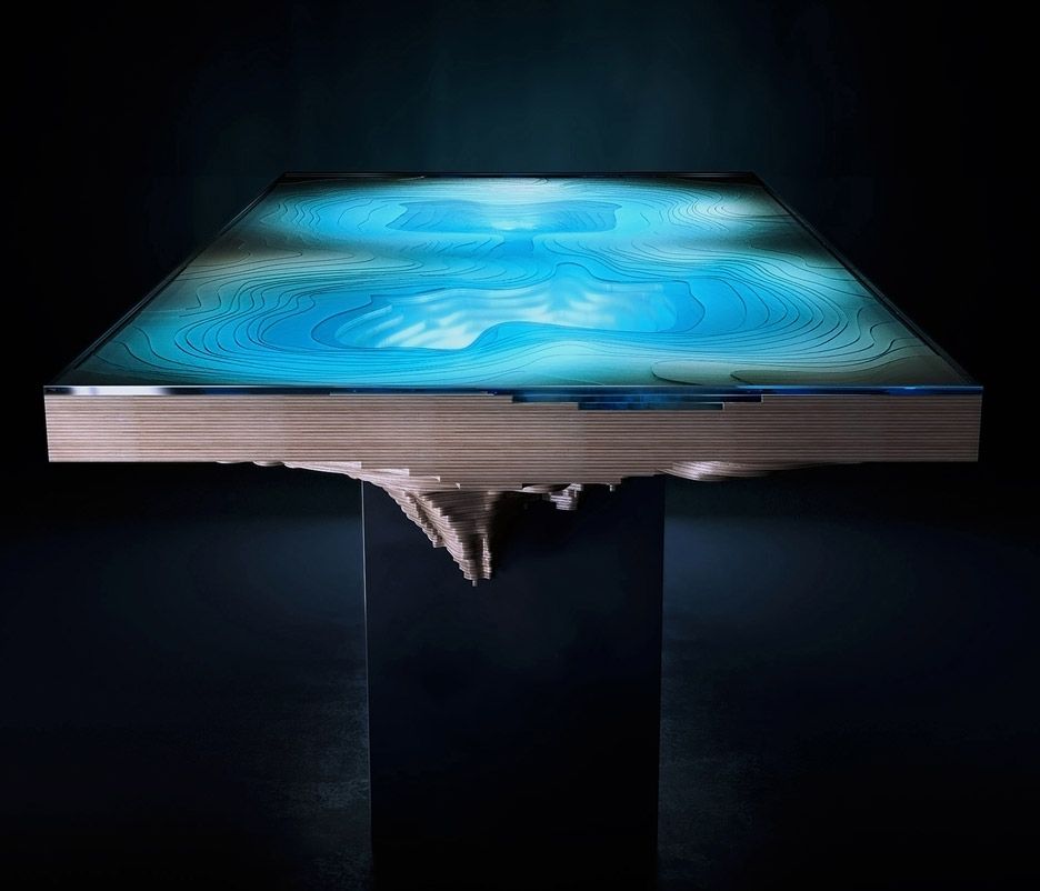 Duffy London's Abyss Table Resembles Ocean Chasms In Blue Glass Dining Tables (View 16 of 25)