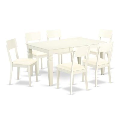 East West Furniture Weston 7 Piece Extending Dining Table Set With In Craftsman 7 Piece Rectangle Extension Dining Sets With Uph Side Chairs (View 18 of 25)