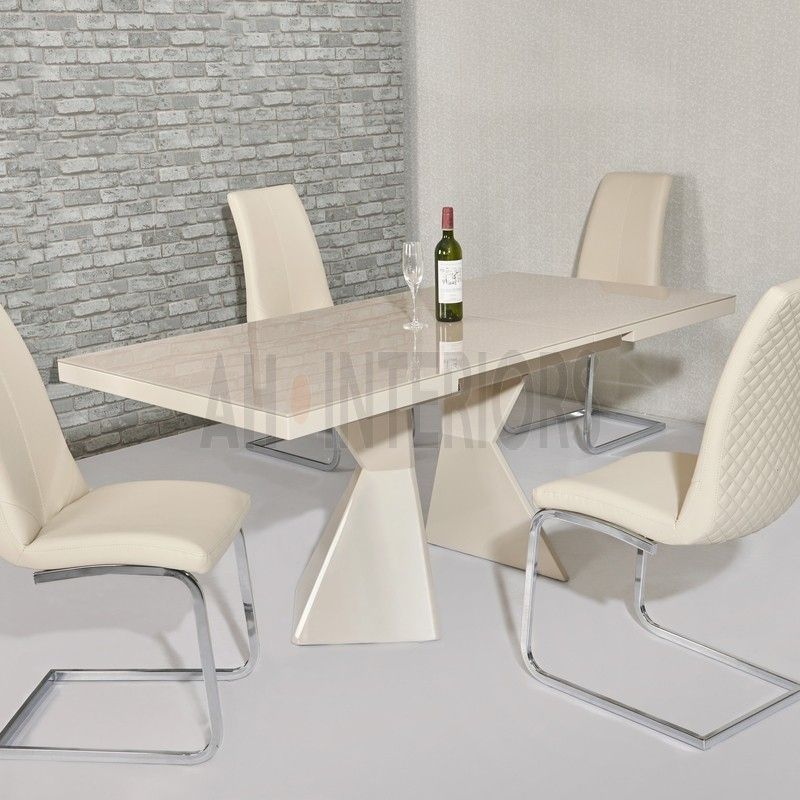 Edge High Gloss & Glass 1.4 1.7m Extending Dining Table (various Throughout High Gloss Cream Dining Tables (Photo 13 of 25)