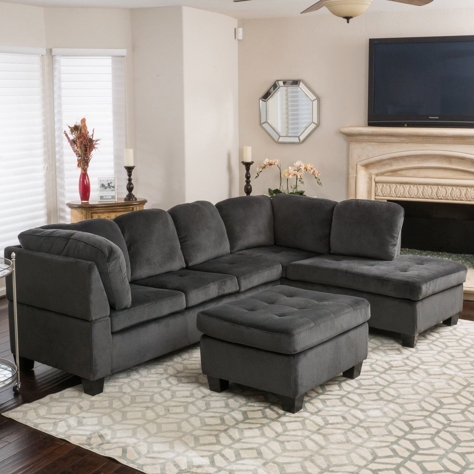 Evan 3 Piece Sectional Sofa | Hayneedle In Evan 2 Piece Sectionals With Raf Chaise (Photo 6513 of 7825)